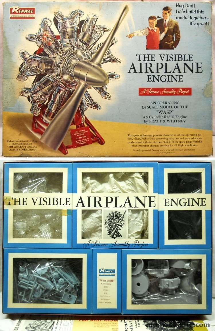 Renwal 1/4 The Visible Airplane Engine WASP 9 Cylinder Radial by Pratt & Whitney, 809 plastic model kit